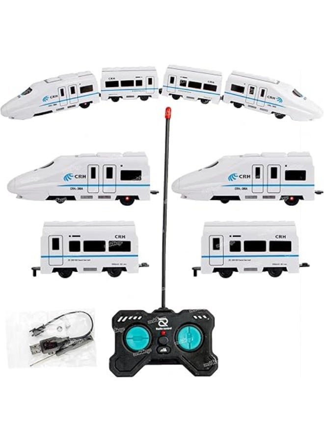 CRH high-speed remote-controlled train, electric train toy, white, with remote control and USB cable, for children - Image 4